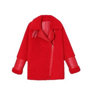 Boy friend style red coat